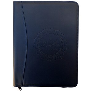 navy zippered portfolio with embossed Pennsylvania State University seal